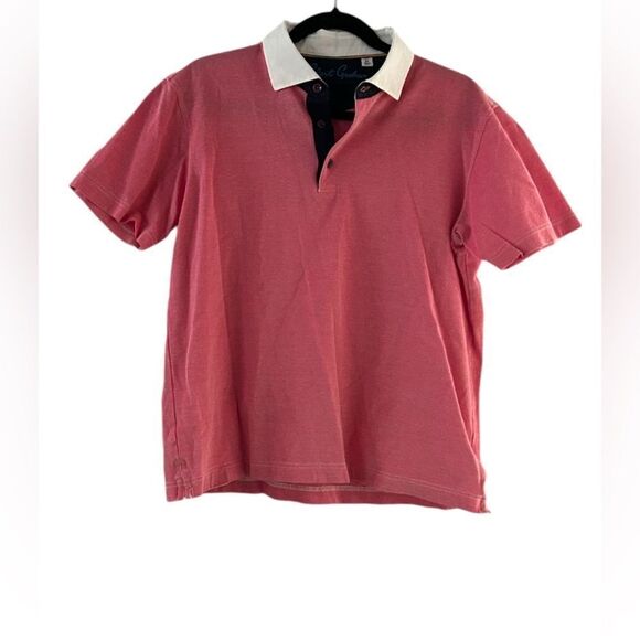 Robert Graham Red Pink 100% Cotton Short Sleeve Polo Shirt Size Medium - Picture 1 of 9